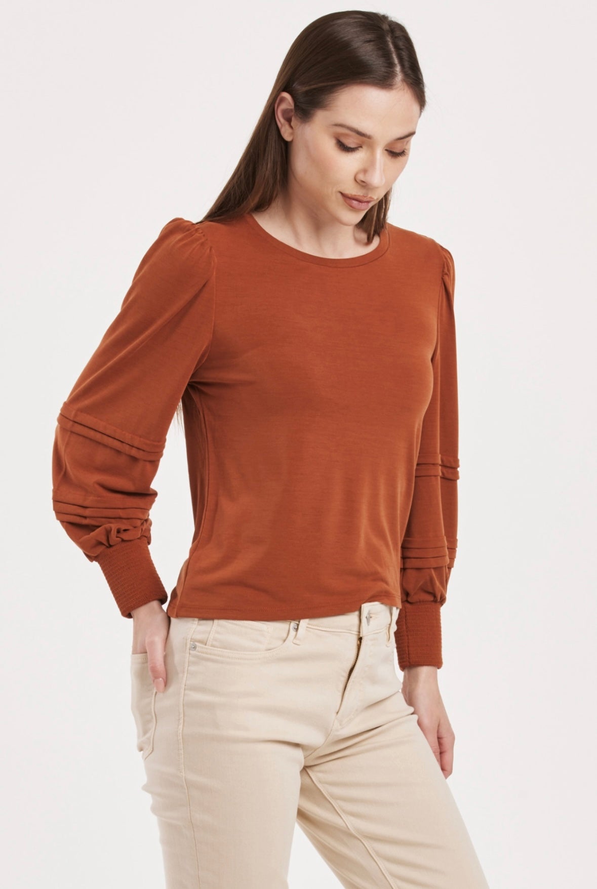 Anika Long Sleeve Pleated Top
