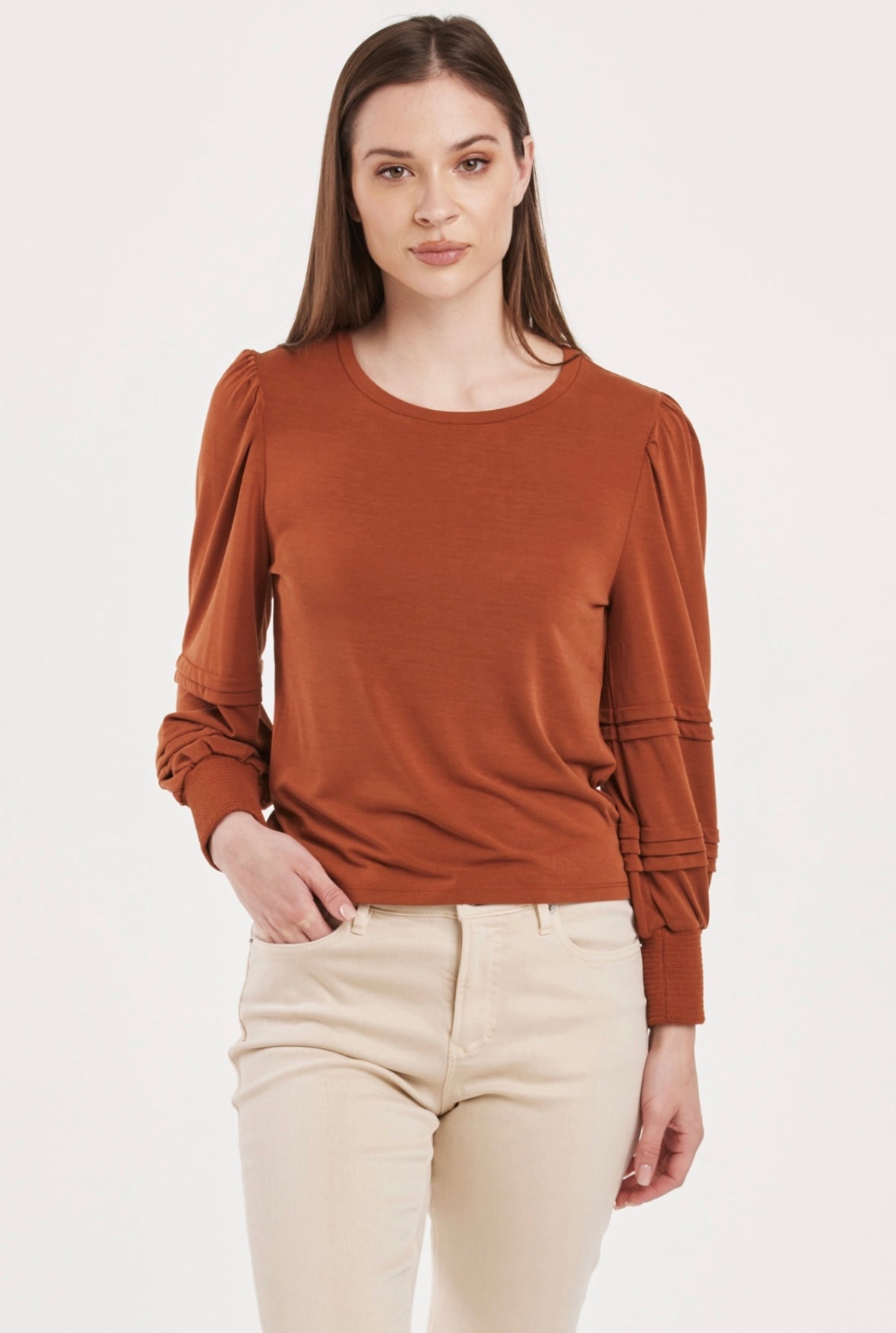 Anika Long Sleeve Pleated Top